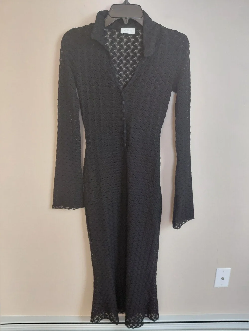Meshki Long Flared Sleeve Long Lace Dress XS